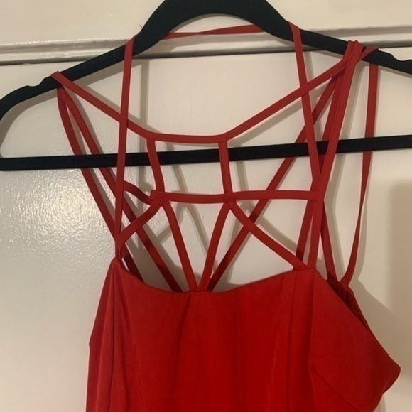 Lulu’s Red Can’t Cage Me Strap Mini Dress Size Small - Picture 7 of 13